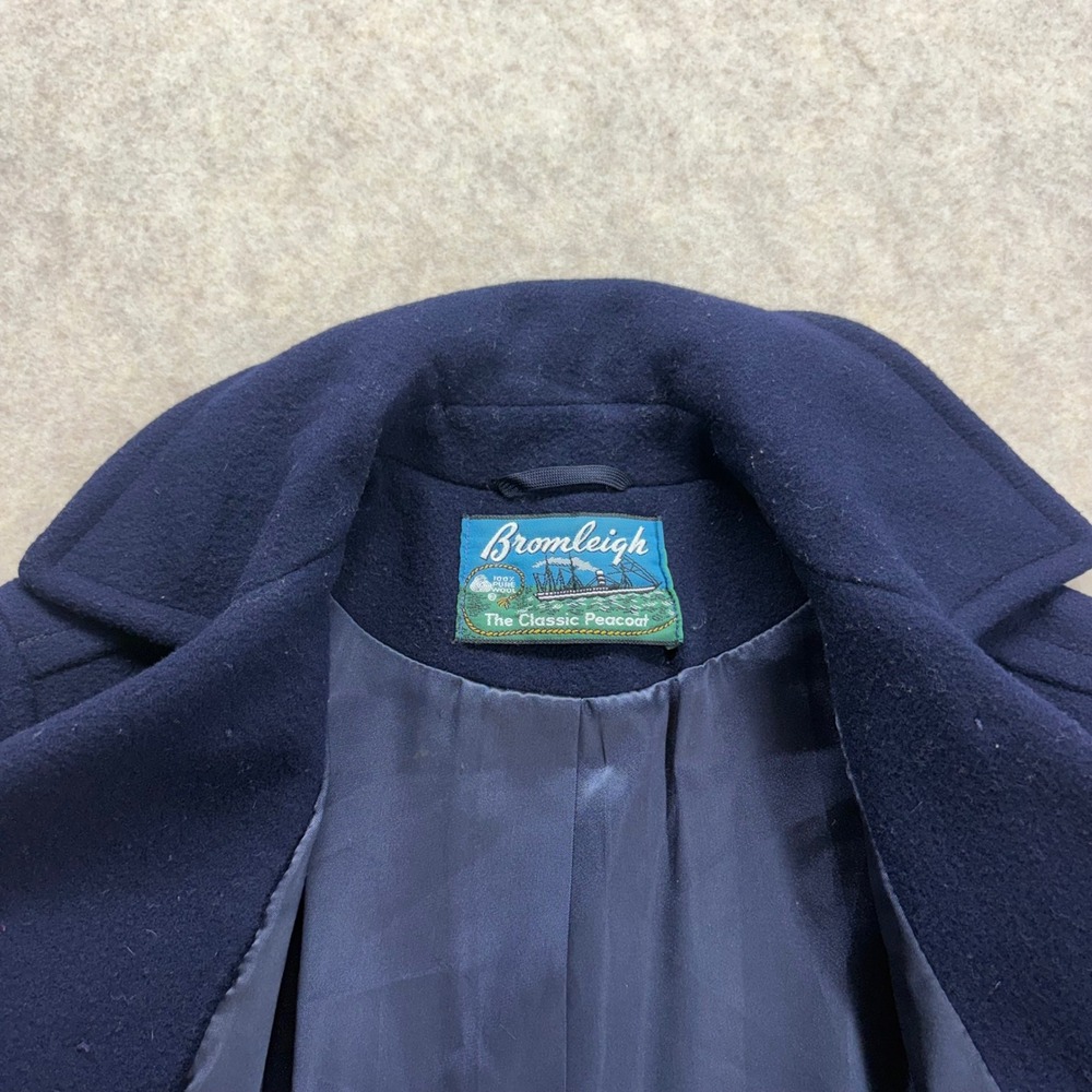 Vintage Navy Blue Wool Double Breasted Peacoat Women Small Dark Academia Preppy - Picture 5 of 11